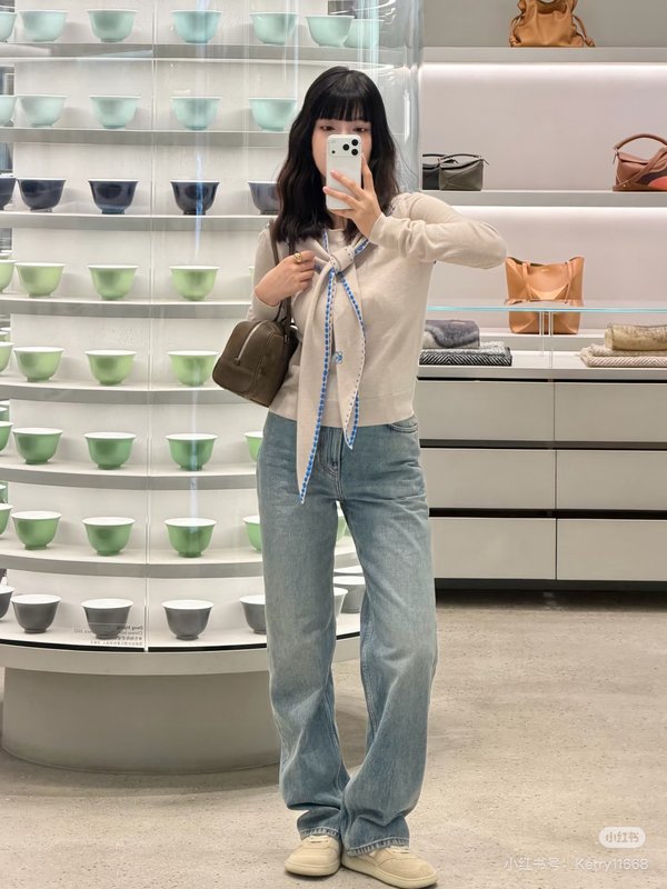 로에 빈티지 하이웨이스트 워싱 데님 팬츠 001-234240