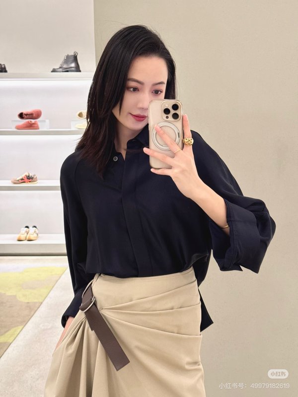 로에베 커스텀 패브릭 레이온 코튼 새틴 셔츠 001-234252