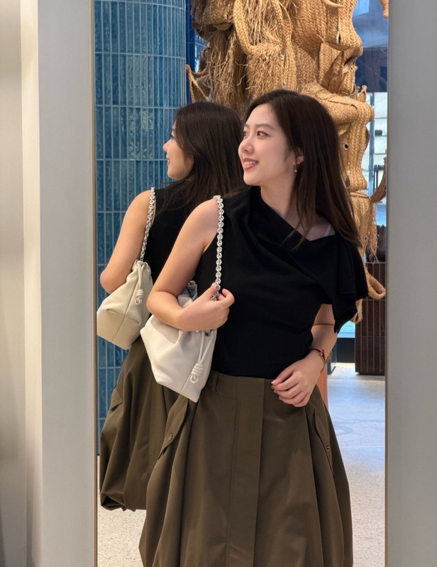 로에베 올리브그린 불규칙 버블 스커트 001-234278