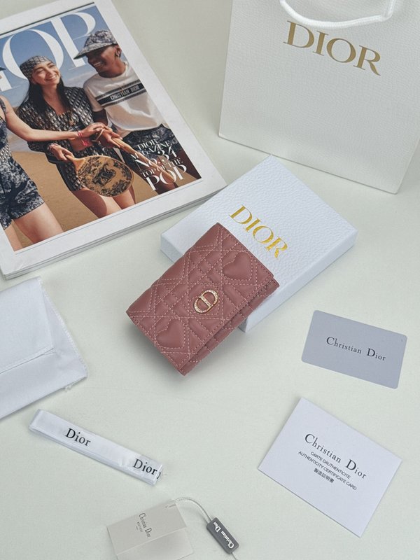 디올 핑크 양가죽 마그네틱 장지갑 001-235055