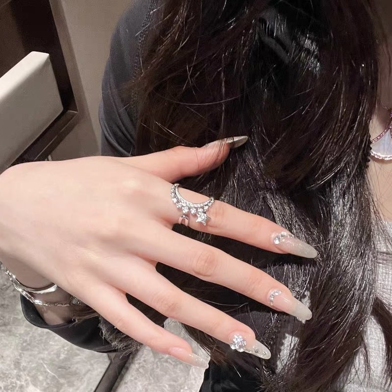 샤넬 스타일 별과 달 오픈 링 001-235509
