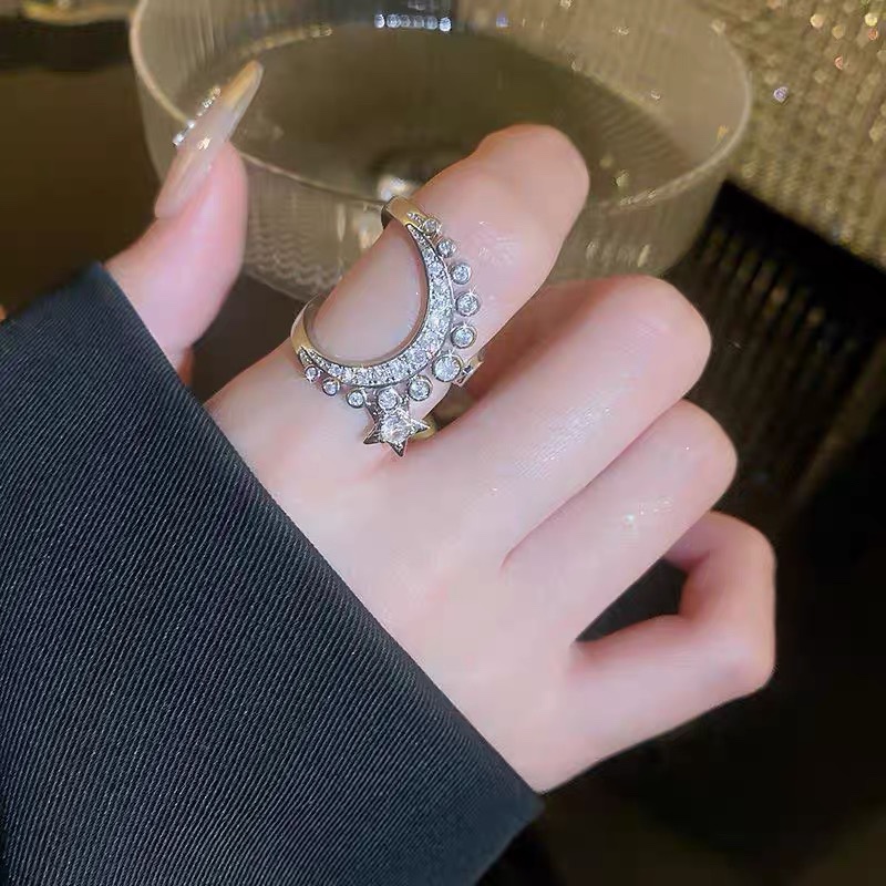 샤넬 스타일 별과 달 오픈 링 001-235509