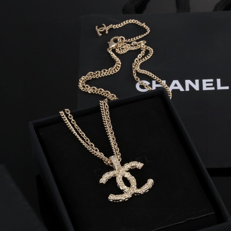 샤넬 스타일 더블 C 로고 목걸이 001-235511