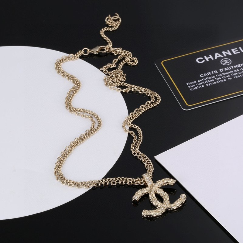샤넬 스타일 더블 C 로고 목걸이 001-235511