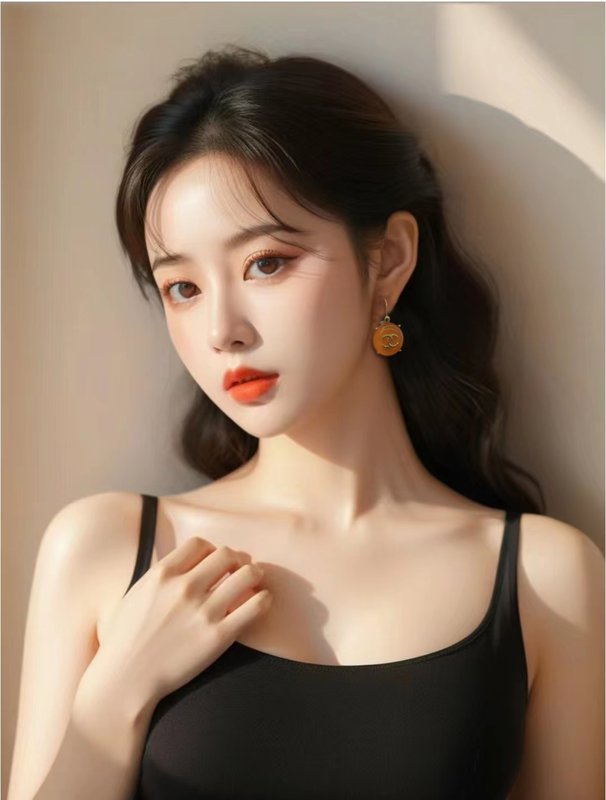샤넬풍 정사각형 크리스탈 적마노 레터 이어링 001-235553