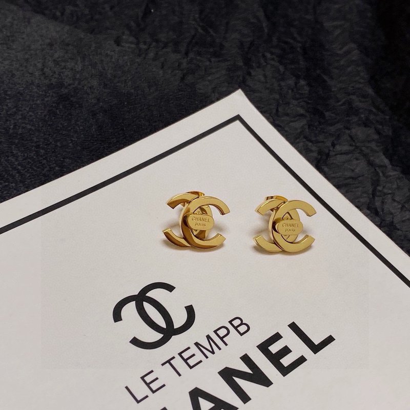 샤넬 스타일 빈티지 광택 더블 C 이어링 001-235577