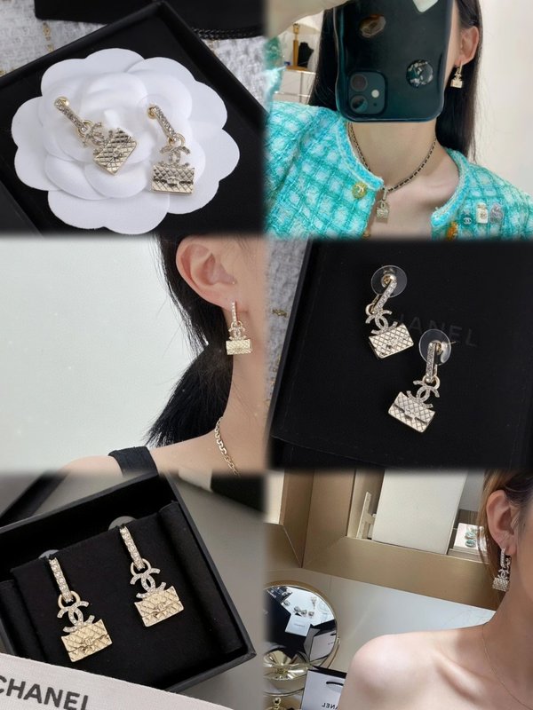 샤넬 스타일 다이아몬드 레터 이어링 001-235588