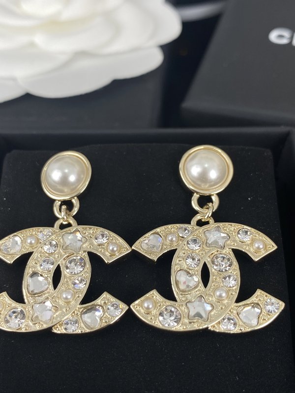 샤넬풍 별 하트 큐빅 진주 펜던트 귀걸이 001-235623