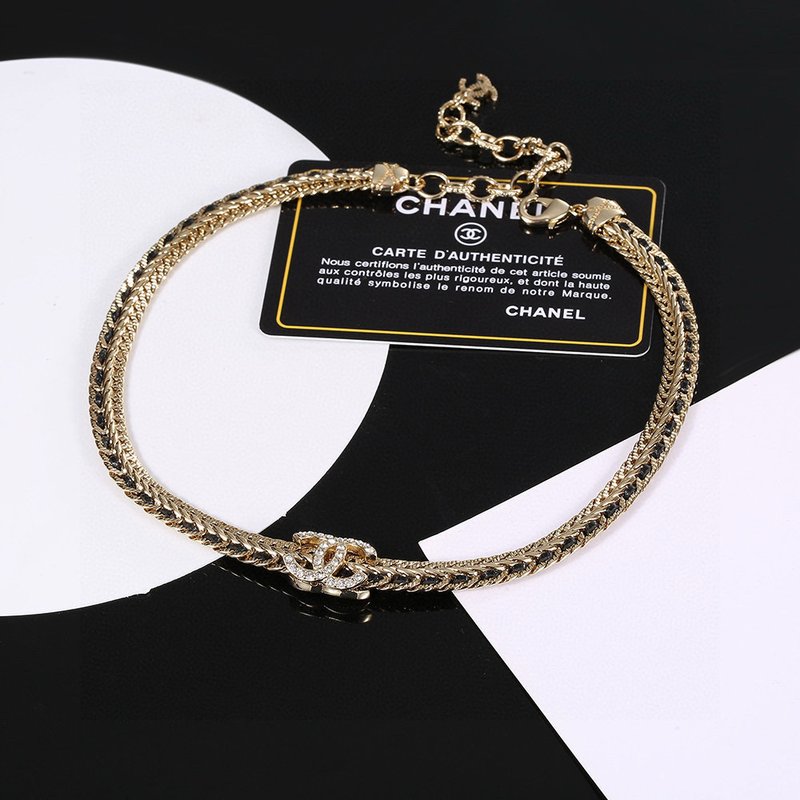 샤넬 스타일 황동 벨트 목걸이 001-235662