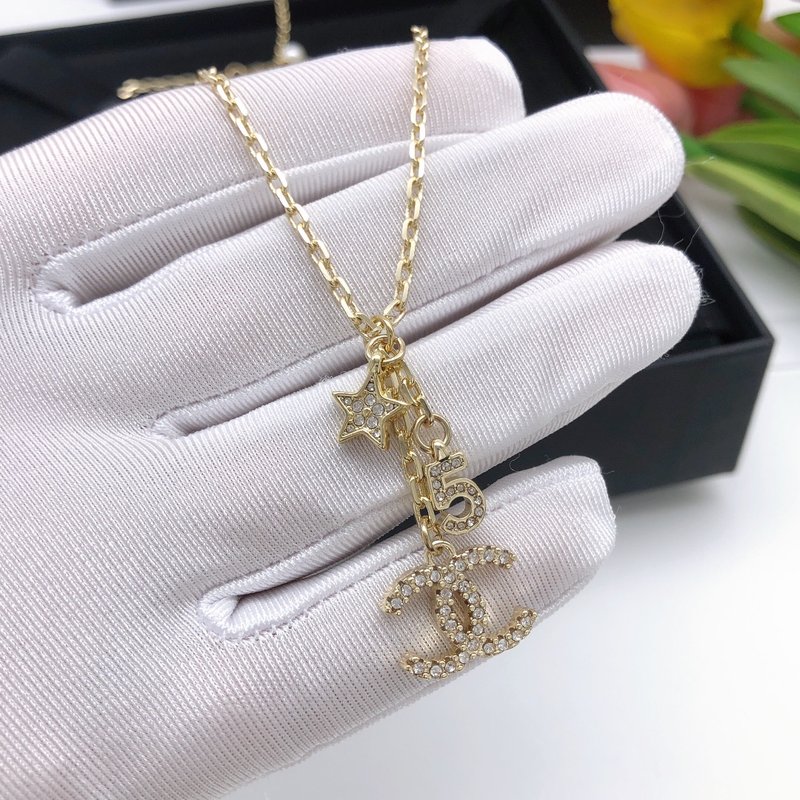 샤넬 스타일 진주 더블 C 별 하트 목걸이 001-235676