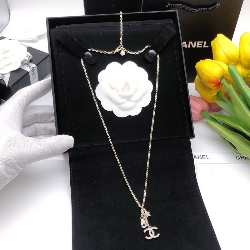 샤넬 스타일 진주 더블 C 별 하트 목걸이 001-235676