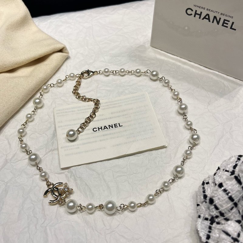 샤넬 스타일 카멜리아 더블 C 진주 초커 001-235679