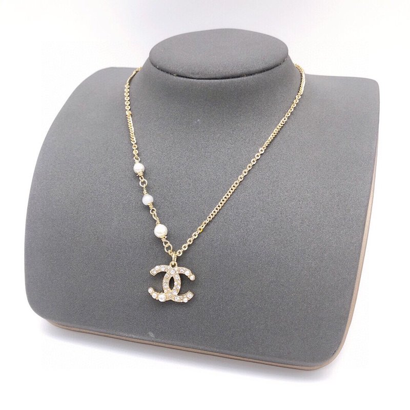 샤넬 스타일 진주 더블 C 목걸이 001-235685