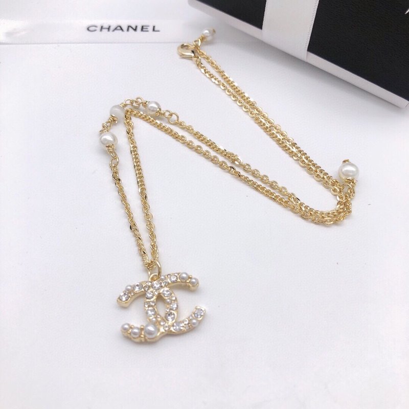 샤넬 스타일 진주 더블 C 목걸이 001-235685