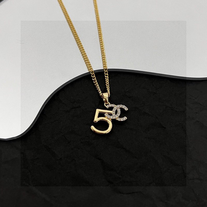 샤넬 스타일 빈티지 더블 C 로고 목걸이 001-235706