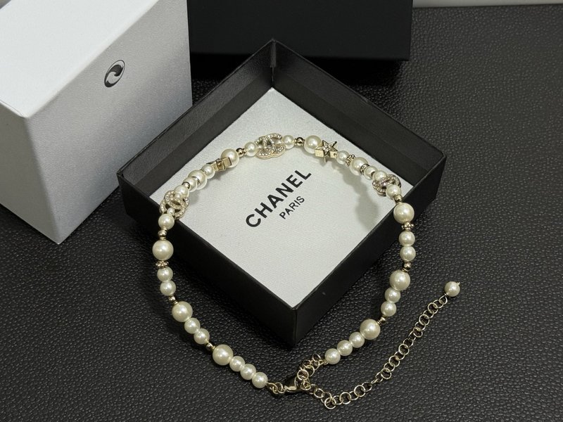 샤넬풍 별 진주 더블 C 초커 목걸이 001-235724
