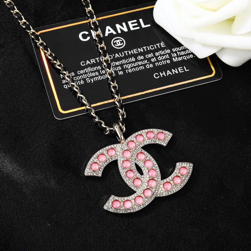 샤넬 스타일 더블 C 로고 황동 목걸이 001-235735