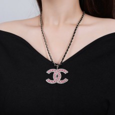 샤넬 스타일 더블 C 로고 황동 목걸이 001-235735