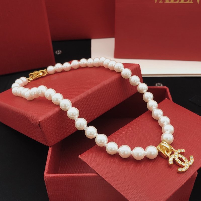 샤넬 스타일 진주 더블 C 목걸이 001-235736