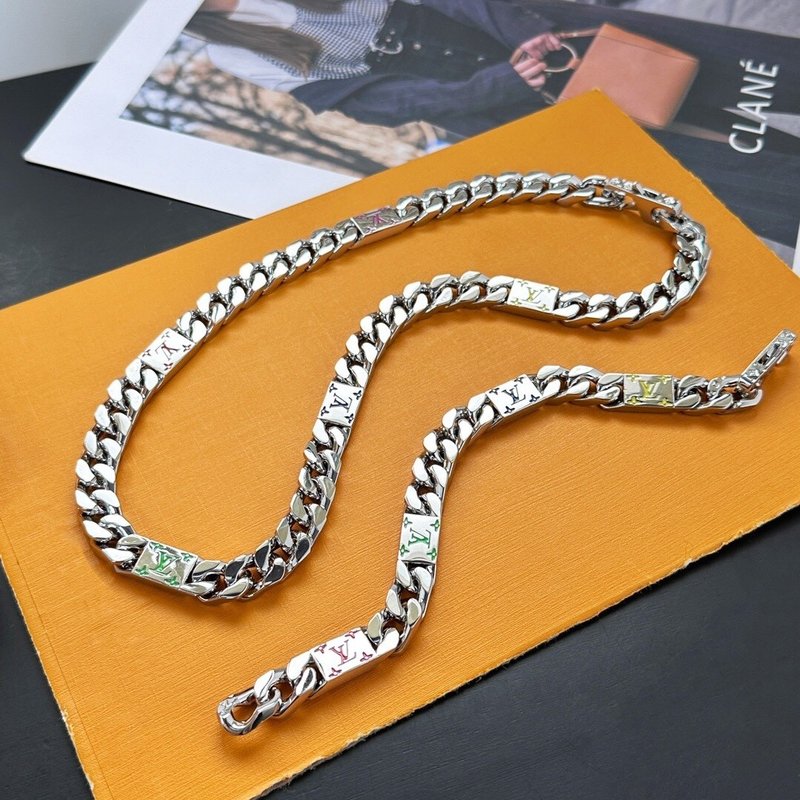 루이비통 모자이크 목걸이 팔찌 세트 001-235739
