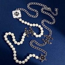 샤넬 스타일 블랙 앤 화이트 진주 목걸이 001-235755