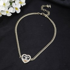 샤넬 스타일 더블 C 하트 목걸이 001-235782