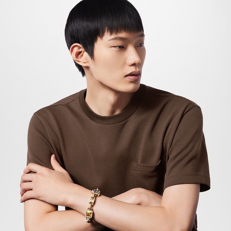 파라다이스 스톤 황금 체인 V 자 데이지 팔찌 001-235861