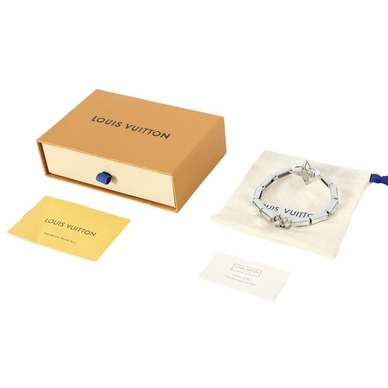 루이 로고 장식 지르콘 화이트 크리스털 팔찌 001-236039
