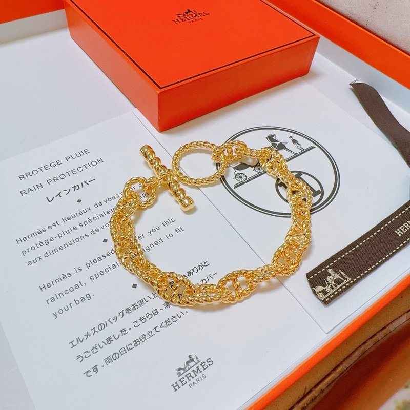 에르메스 스타일 두꺼운 골드 팔찌 001-236298