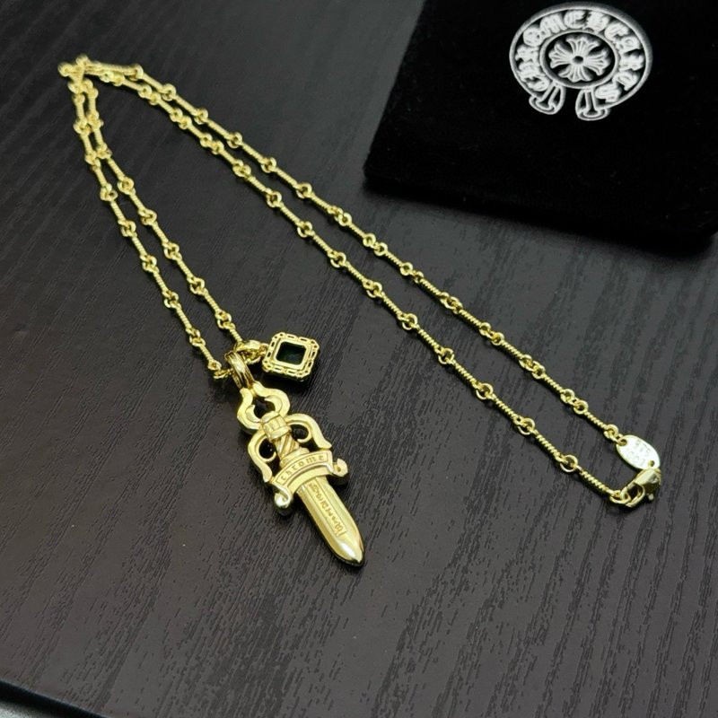 크롬하츠 그린 다이아몬드 검 목걸이 빈티지 001-243287