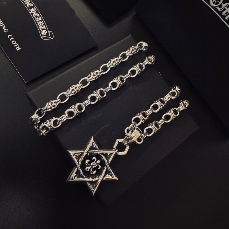 크롬하츠 십자가 별 펜던트 목걸이 001-243366