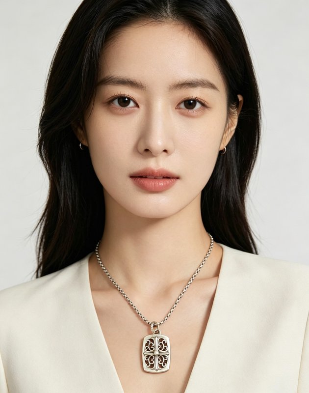 크롬하츠 빈티지 실버 톤 오픈워크 십자가 사각 펜던트 001-243512