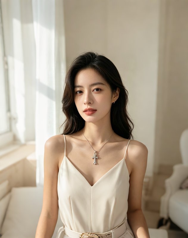 크롬하츠 스타일 미니 십자가 실버 목걸이 001-243516