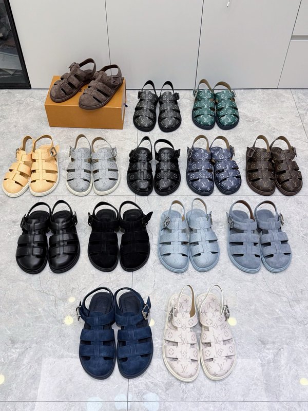 LV 스타일 남성 소가죽 샌들 최고 품질 001-243728