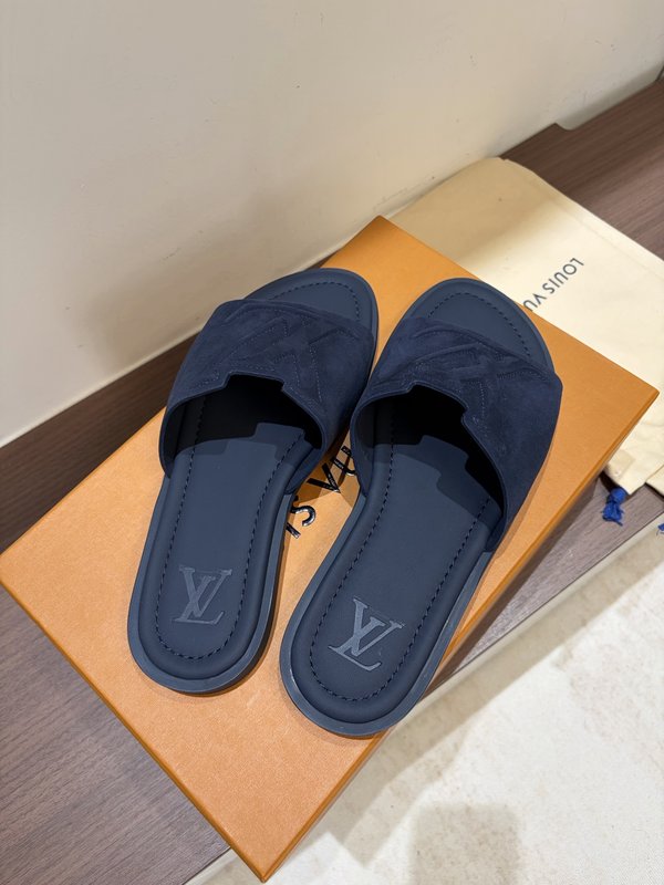 루이비통 스타일 소가죽 스웨이드 로퍼 001-243830