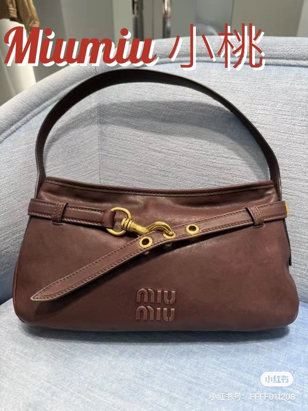 미우미우 브라운 주름 핸드백 숄더백 001-245888