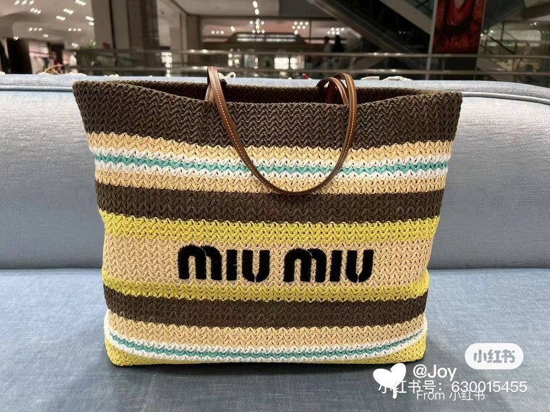 미우미우 옐로우 블랙 스트라이프 핸드백 001-245970