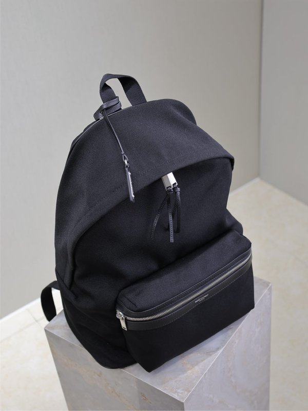 검정 캔버스와 소가죽 백팩 001-247591