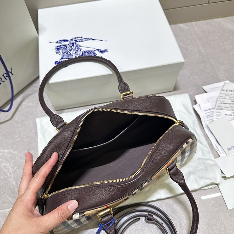 클래식 체크 패턴 보스턴 핸드백 001-247665