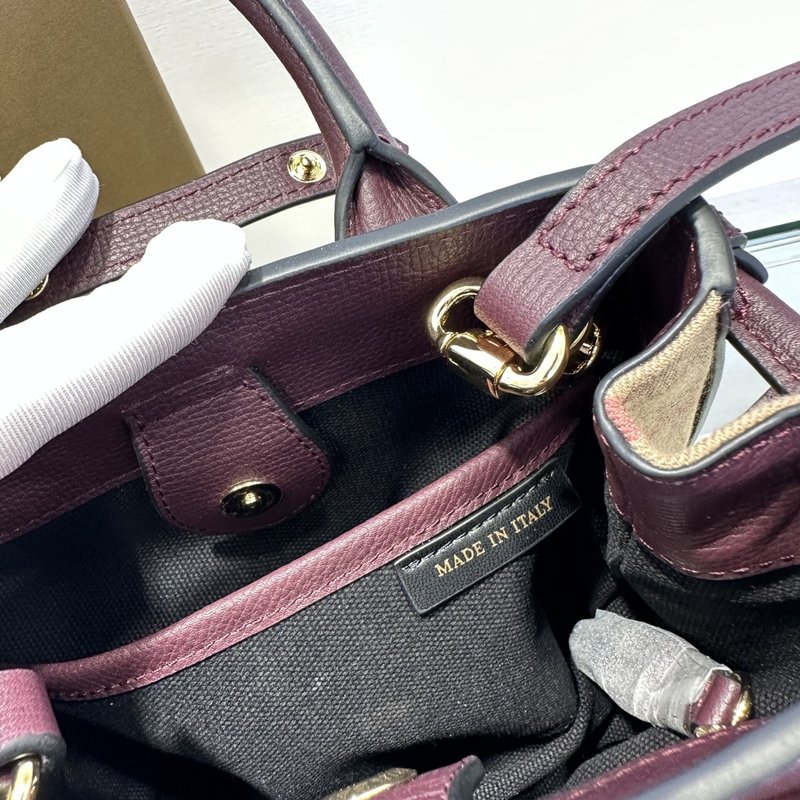 영국산 체크 무 면과 가죽 트림 핸드백 001-247743