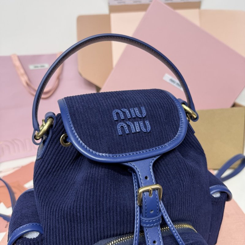 네이비 코듀로이 가죽 백팩 001-248352