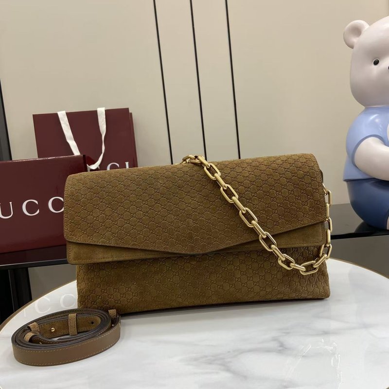 구찌 브라운 스웨이드 엠보싱 숄더백 001-248496