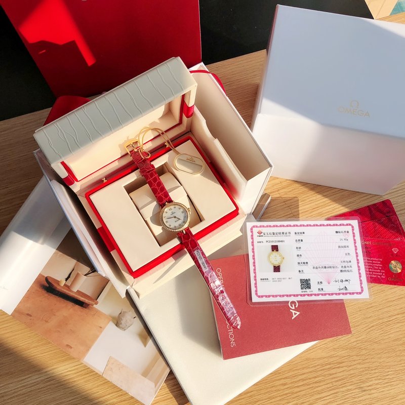 오메가 데빌 다이아몬드 세팅 여성용 쿼츠 시계 001-248975