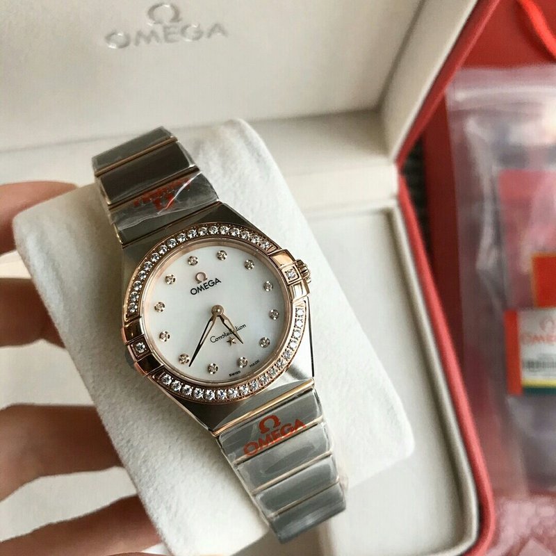 오메가 콘스텔레이션 스틸 다이아몬드 여성용 시계 001-248991