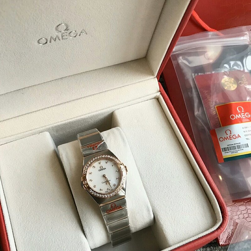 오메가 콘스텔레이션 스틸 다이아몬드 여성용 시계 001-248991