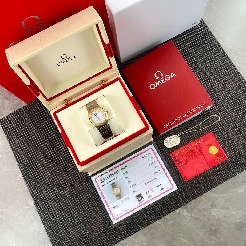 오메가 컨스텔레이션 골드 다이아몬드 쿼츠 여성용 시계 001-249025
