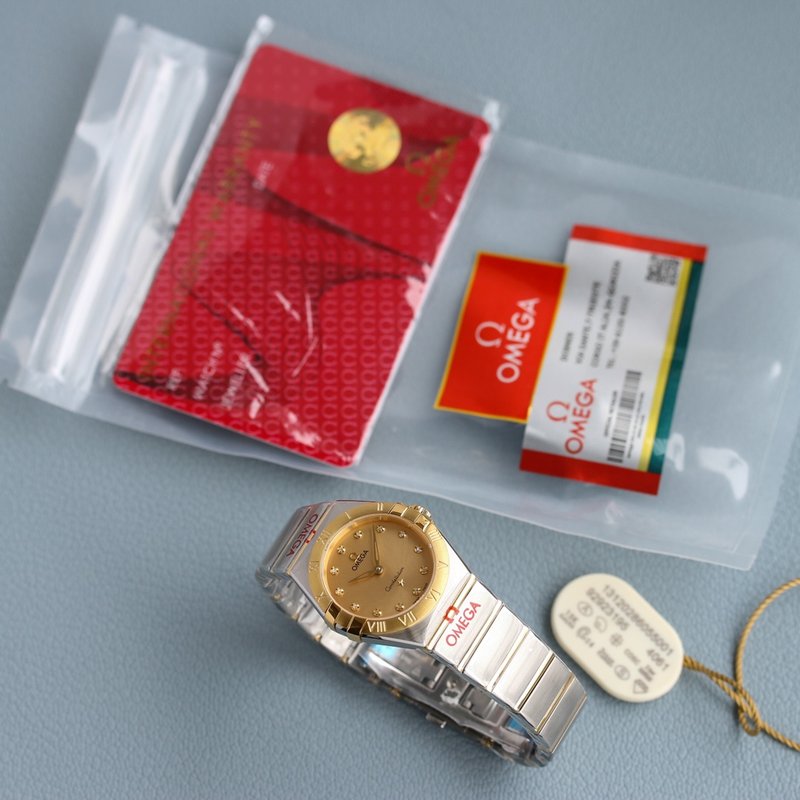 오메가 컨스텔레이션 28mm 쿼츠 여성용 시계 001-249220