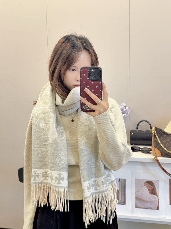 크롬하츠 양면 직조 대형 스카프 숄 001-250594
