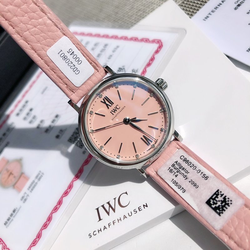 IWC 포르투기제 핑크 다이얼 여성용 시계 001-251261
