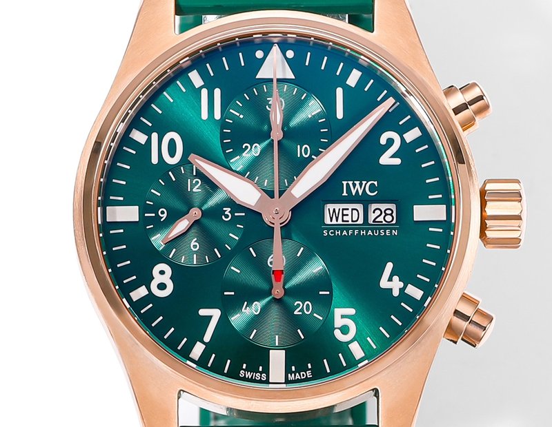 IWC 파일럿 시리즈 로즈골드 그린 다이얼 오토매 시계 001-251271